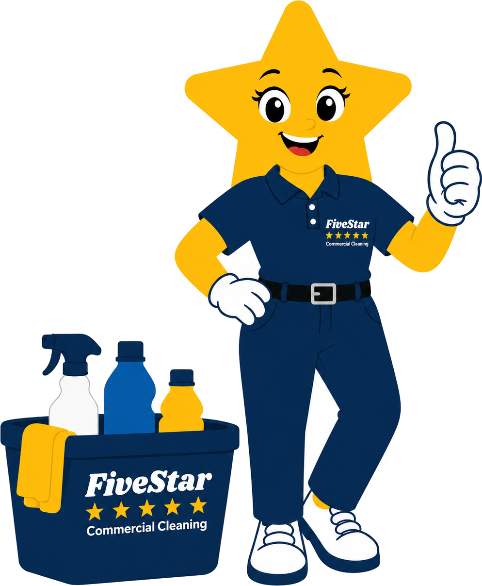 FiveStar mascot — commercial cleaning brand character